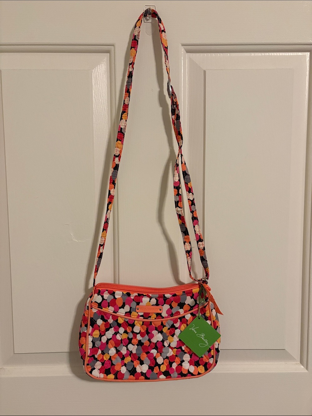 Vera Bradley Multi Dot Print Crossbody with Orange Trim